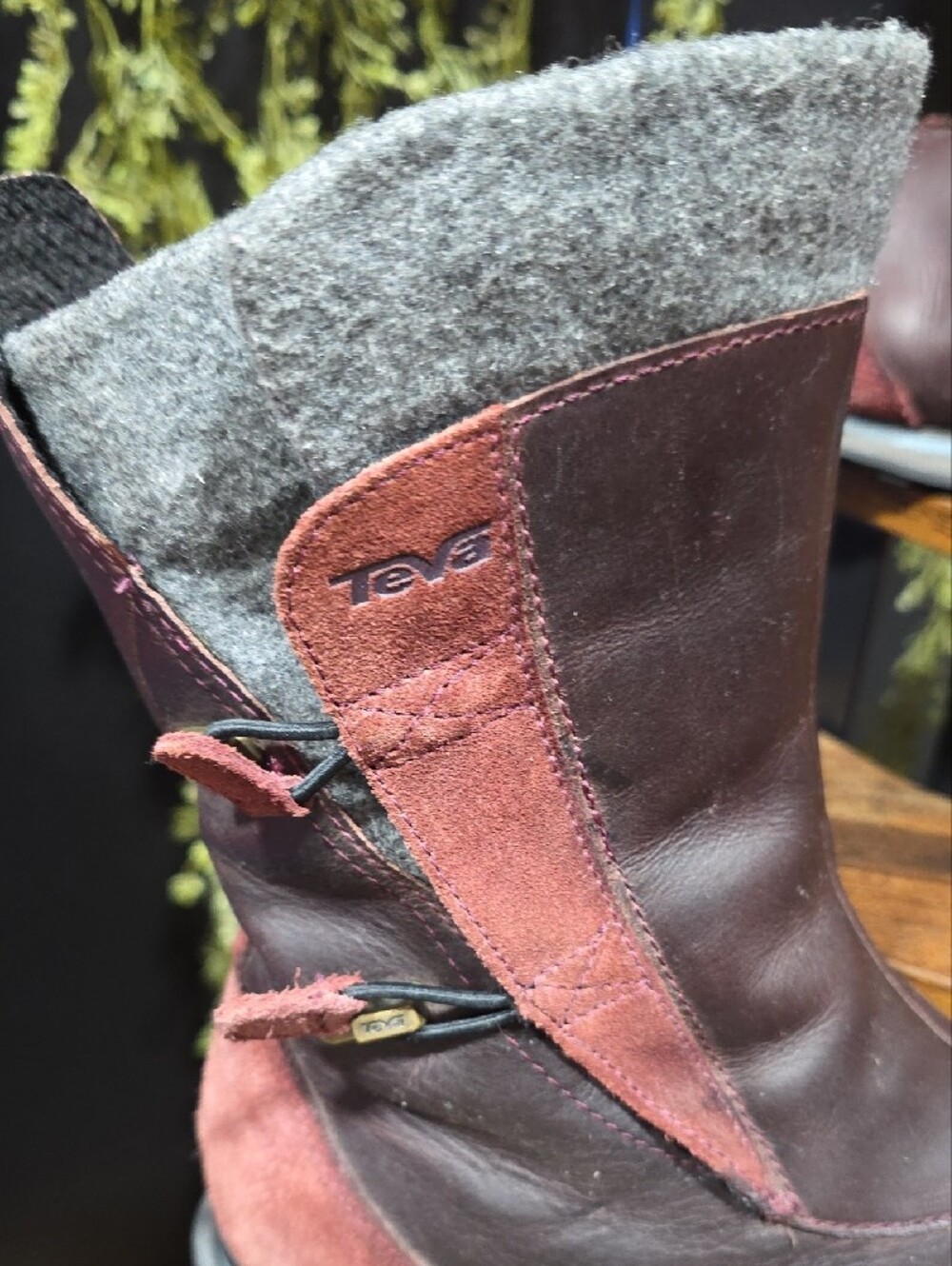 Teva Women's Burgundy and Gray Lace-Up Boots - Picture 2 of 10